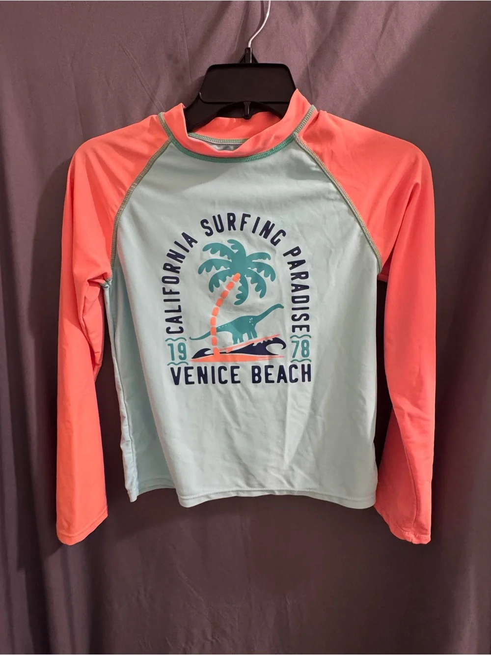 Kids' Venice Beach Surf Rashguard - Mint & Coral-0039